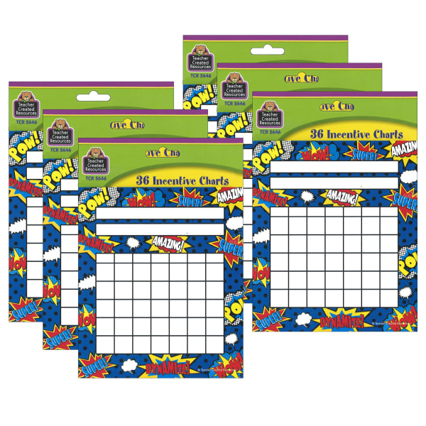 Teacher Created Resources Incentive Chart, Superhero, 36 Per Pack, Set Of 6 Packs