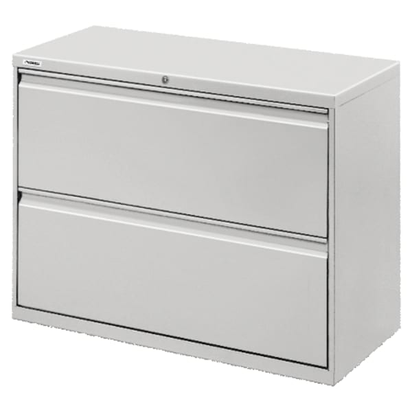 Lorell Fortress 36inW x 18-5/8inD Lateral 2-Drawer File Cabinet, Light Gray