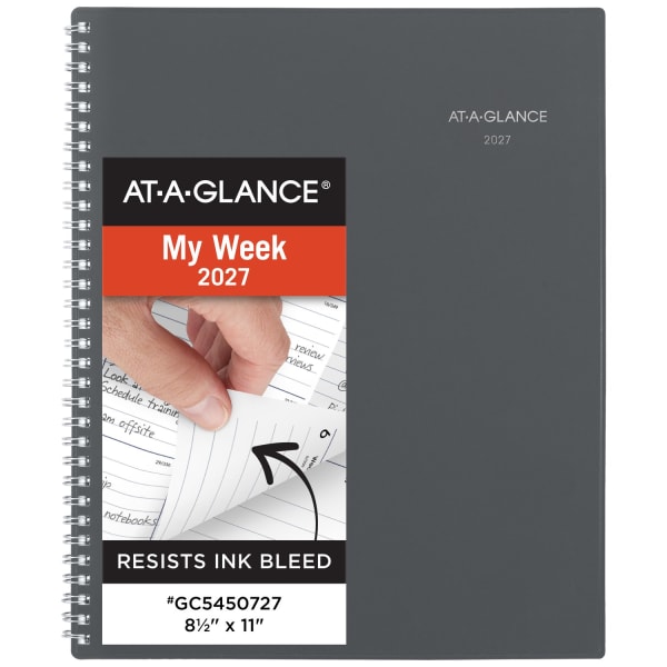 AT-A-GLANCE DayMinder 2027 Weekly Monthly Planner, Gray, Large, 8 1/2in x 11in