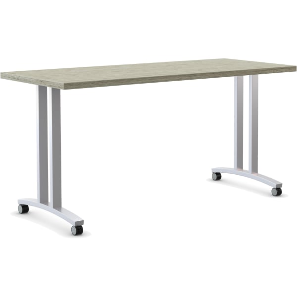Special-T Structure Series T-Leg Table Base - Powder Coated T-shaped, Metallic Silver Base - 2 Legs - 112 lb Capacity - Assembly Required - 2 / Set