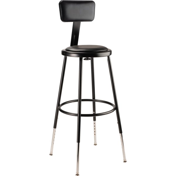 National Public Seating 6400 Adjustable-Height Task Stool, Black Seat/Black Frame, Quantity: 1