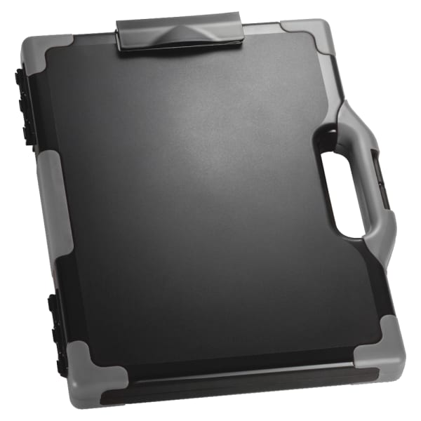 Officemate OIC Carry-All Clipboard Box, 15 1/2inH x12 1/2inW x 2 1/4inD, Gray/Black