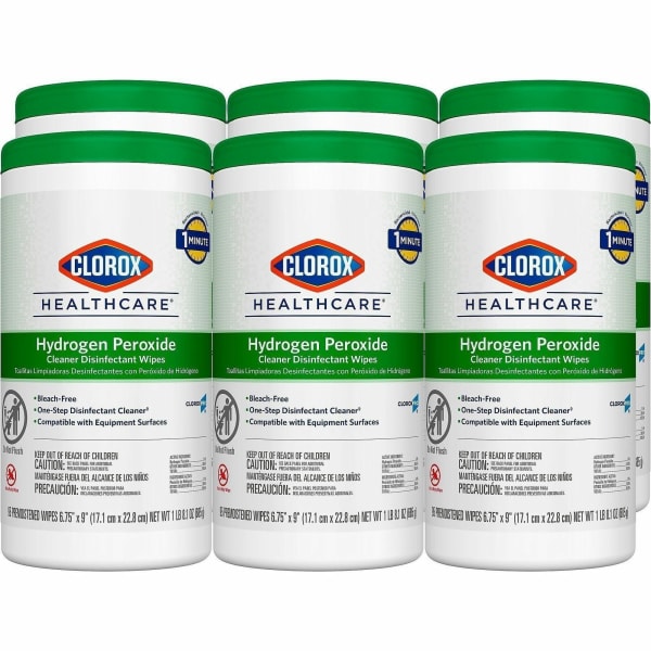 Clorox Healthcare Hydrogen Peroxide Cleaner Disinfectant Wipes - Bleach-free, Antibacterial - White - 95 Tub - 450 / Pallet