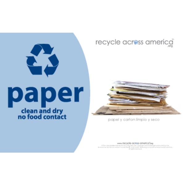 Recycle Across America Paper Standardized Recycling Labels, P-5585, 5 1/2in x 8 1/2in, Light Blue