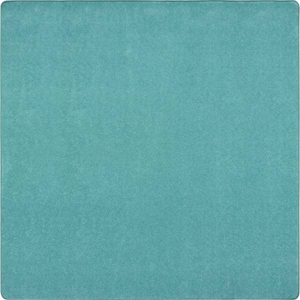 Joy Carpets Kid Essentials Solid Color Square Area Rug, Just Kidding, 6ft x 6ft, Seafoam