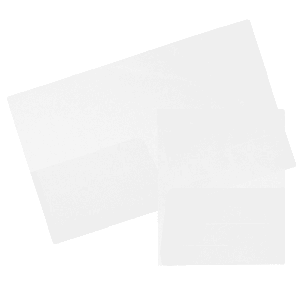 JAM Paper Regular-Weight 2-Pocket Plastic Presentation Folders, 9in x 12in, Clear, Pack Of 6