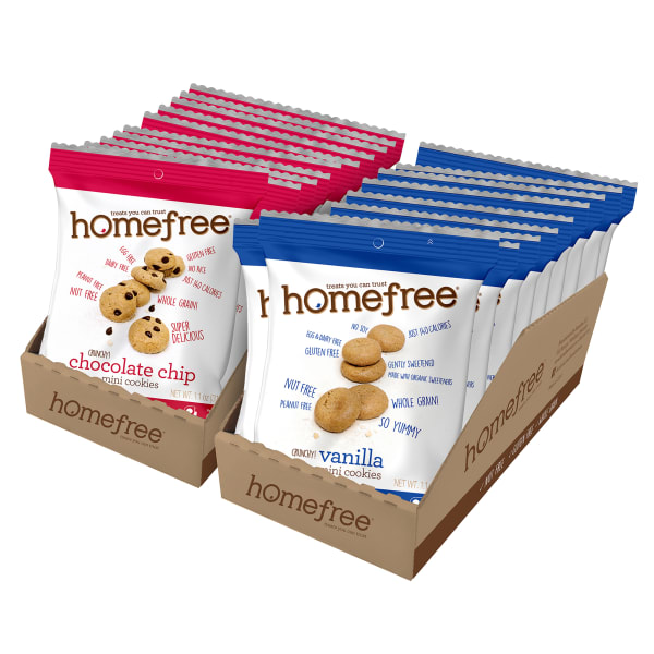 Homefree Chocolate Chip & Vanilla Cookie Bundle, 1.1 Oz, Case Of 20 Packages