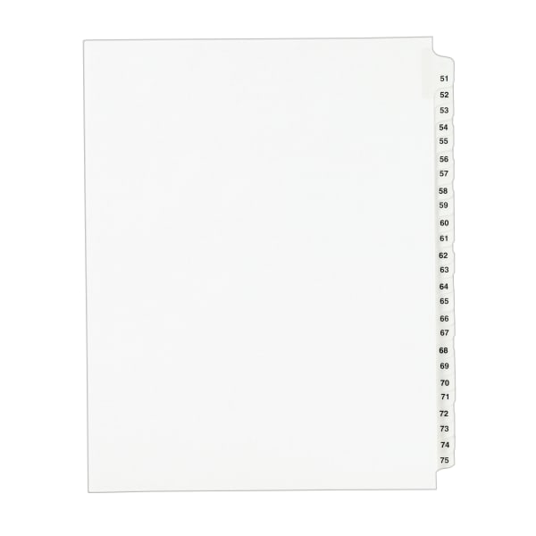 Avery Standard Collated Legal Dividers, Avery Style, Side-Tab, 51-75, 8 1/2in x 11in