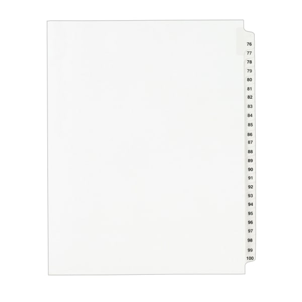 Avery Standard Collated Legal Dividers, Avery Style, Side-Tab, 76-100, 8 1/2in x 11in