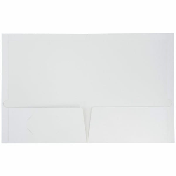 JAM Paper Glossy 2-Pocket Presentation Folders, 8-1/2in x 11in, White, Pack Of 6 Folders