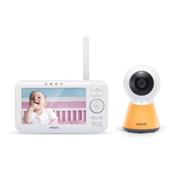 VTech 1080p Video Baby Monitor System With 5in Display And Adaptive Night-Light, 1.1inH x 6.49inW x 3.78inD, White