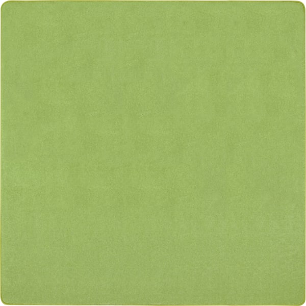 Joy Carpets Kid Essentials Solid Color Square Area Rug, Just Kidding, 6ft x 6ft, Lime Green
