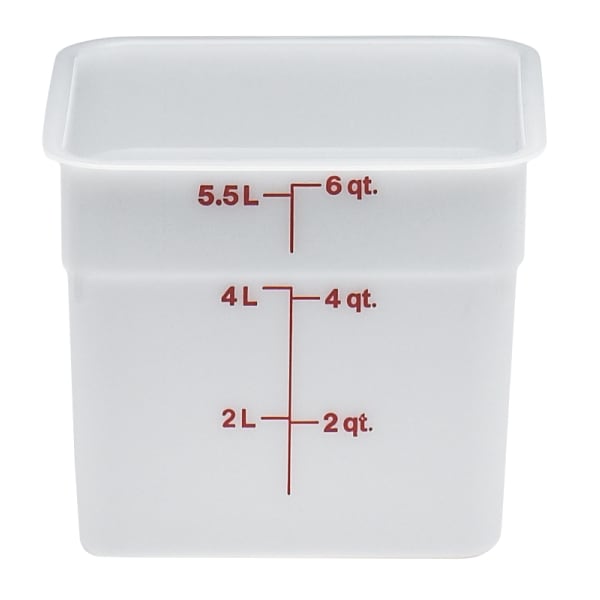 Cambro Poly CamSquare Food Storage Containers, 6 Qt, White, Pack Of 6 Containers