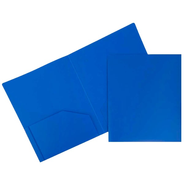 JAM Paper Plastic 2-Pocket POP Folders, 9 1/2in x 11 1/2in, Blue, Pack Of 6