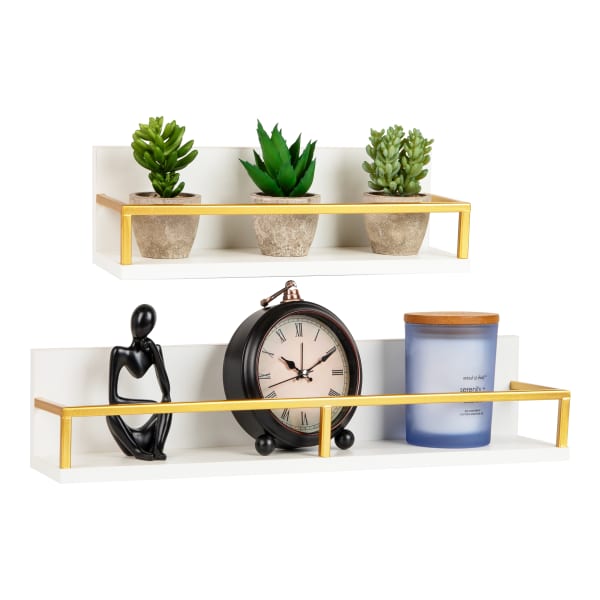 Mind Reader Wall-Mounted Floating Shelves, 3-15/16inH x 4inW x 18inD, White, Set Of 2 Shelves