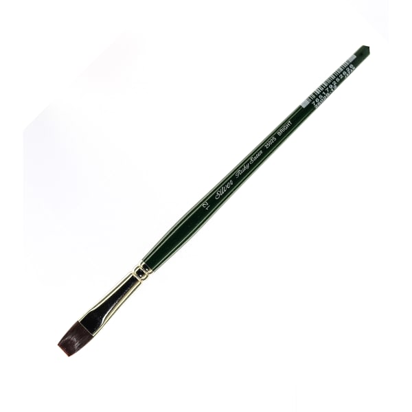 Silver Brush Ruby Satin Series Short-Handle Paint Brush 2502S, Size 12, Bright Bristle, Synthetic, Multicolor