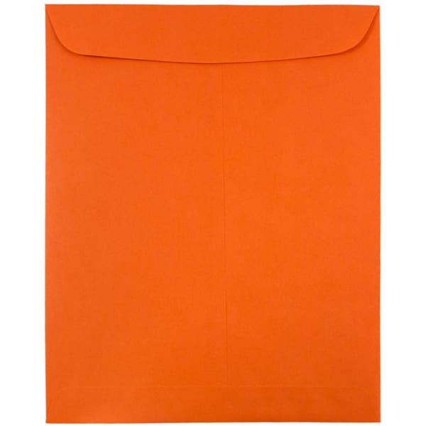 JAM Paper Open-End 9in x 12in Catalog Envelopes, Gummed Seal, 30% Recycled, Orange, Pack Of 10