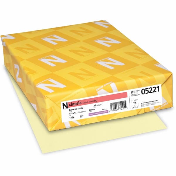 Classic Crest Copy And Multi-Use Linen Paper, Letter Size (8 1/2in x 11in), 24 Lb, Baronial Ivory, Ream Of 500 Sheets