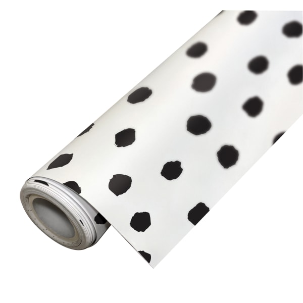 Teacher Created Resources Peel And Stick Decorative Paper Roll, 17-1/2in x 10', Black Painted Dots