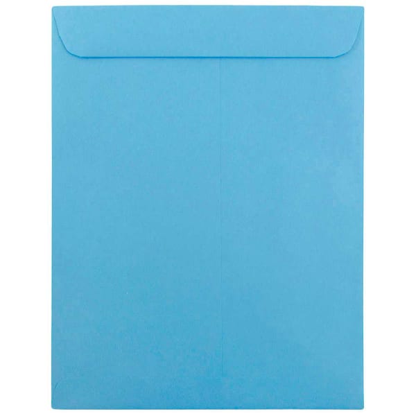 JAM Paper Open-End 10in x 13in Catalog Envelopes, Gummed Closure, 30% Recycled, Blue, Pack Of 10