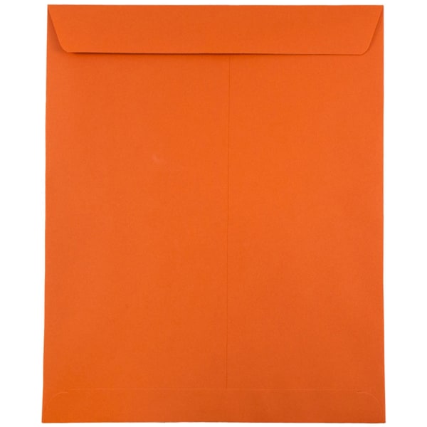 JAM Paper Open-End 10in x 13in Catalog Envelopes, Gummed Closure, 30% Recycled, Orange, Pack Of 10
