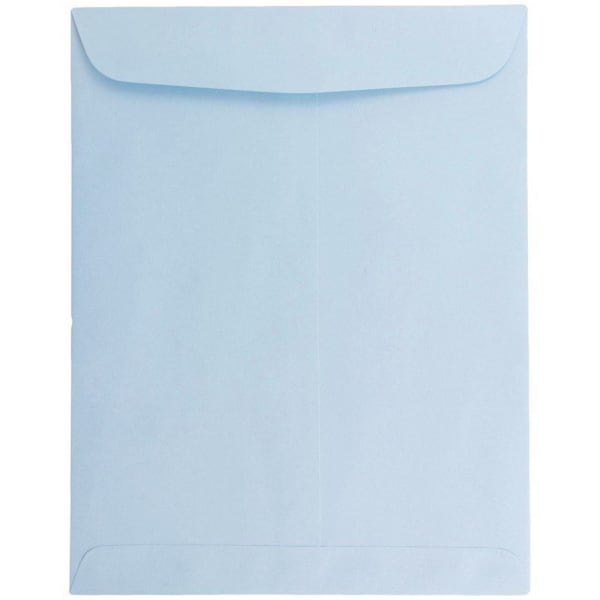 JAM Paper Open-End 10in x 13in Catalog Envelopes, Gummed Closure, Baby Blue, Pack Of 10