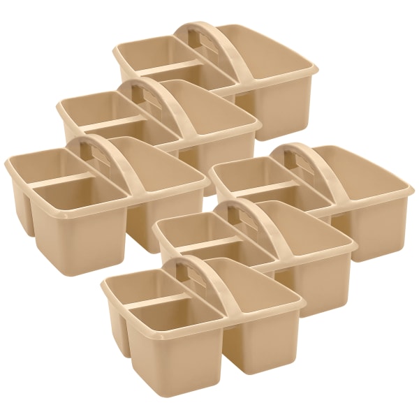 Teacher Created Resources Plastic Storage Caddies, 5-1/4inH x 9-1/4inW x 9inD, Light Brown, Pack Of 6 Caddies