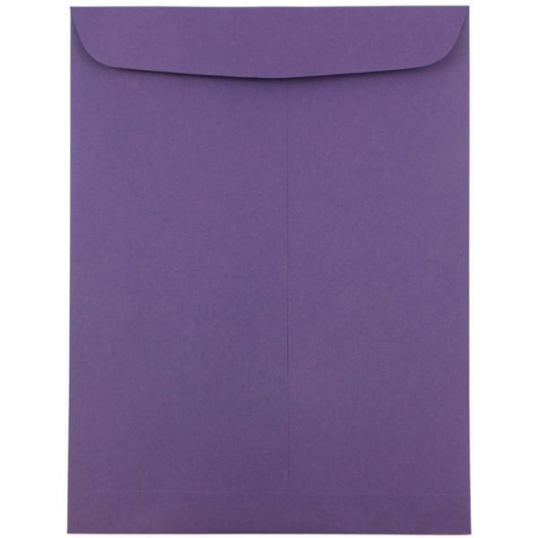 JAM Paper Open-End 9in x 12in Catalog Envelopes, Gummed Seal, Dark Purple, Pack Of 10