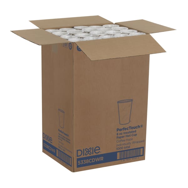Dixie PerfecTouch Insulated Paper Cups, 8 Oz, Coffee Haze, Pack Of 1,000 Cups