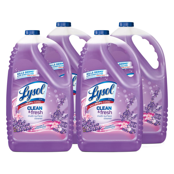 Lysol Clean/Fresh Lavender Cleaner - For Multi Surface - 144 fl oz (4.5 quart) - Clean & Fresh Lavender Orchid Scent - Long Lasting, Disinfectant - Purple - 4 / Carton