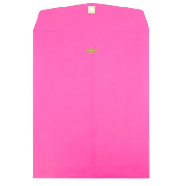 JAM Paper Open-End 10in x 13in Catalog Envelopes, Clasp Closure, Fuchsia Pink, Pack Of 10