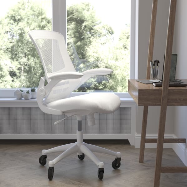 Flash Furniture Kelista Ergonomic Mesh Mid-Back Swivel Task Chair, White