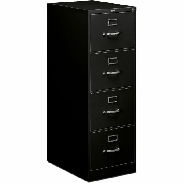 HON 510 Series Vertical File With Lock, 4-Drawer, 18.3inW x 25inD x 52inH, Black, 514CPP