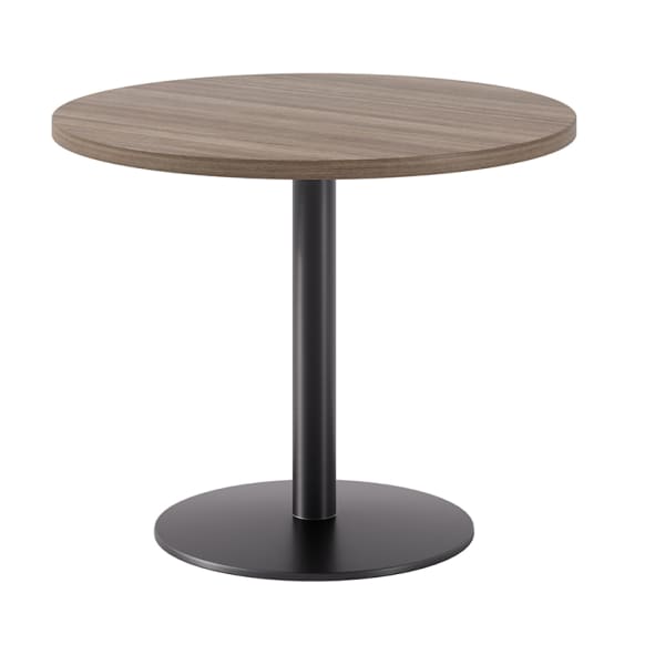 KFI Studios Proof Cafe Round Pedestal Table, 29inH x 36inW x 36inD, Studio Teak Top/Black Base