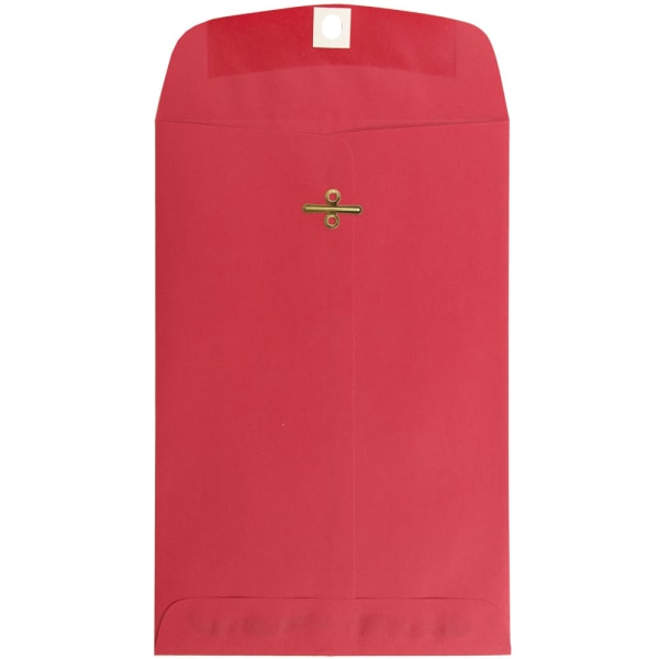 JAM Paper Open-End 6in x 9in Catalog Envelopes, Clasp Closure, 30% Recycled, Red, Pack Of 10