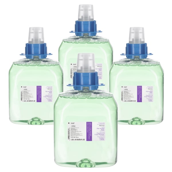 PROVON Foaming Cucumber Melon Hair And Body Wash Refills With Moisturizers, 42.3 Oz, Pack Of 4 Bottles