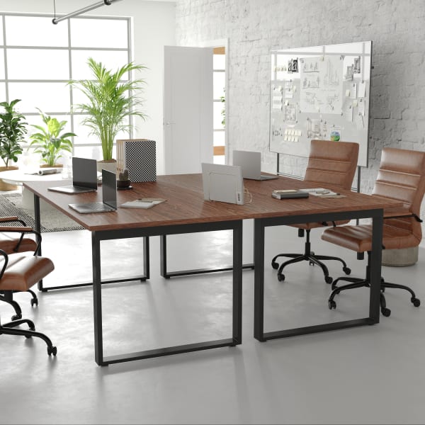 Flash Furniture Redmond Commercial 72x36 Conference Table with 1in Thick Double Sided Laminate Table Top with PVC Edging and Heavy Duty U-Frame Steel Base, Walnut