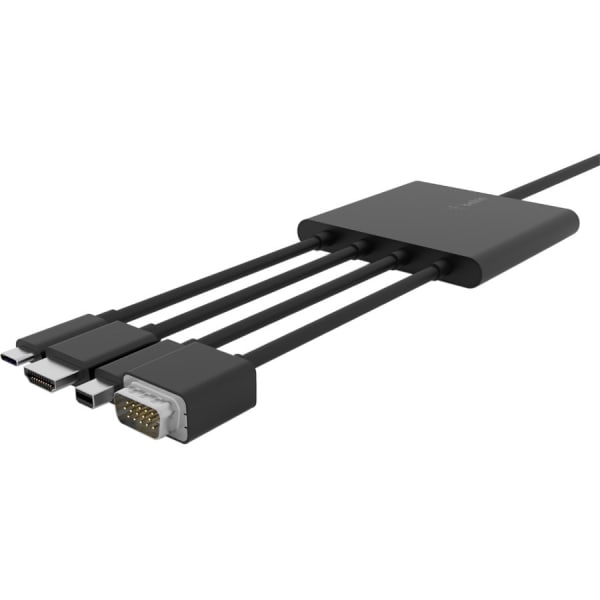 Belkin Multiport to HDMI Digital AV Adapter - 7.87 ft HDMI/Mini DisplayPort/USB/VGA A/V Cable for Audio/Video Device, Projector, Monitor, Notebook - First End: 1 x Mini DisplayPort Digital Audio/Video - Male, 1 x 15-pin HD-15 VGA