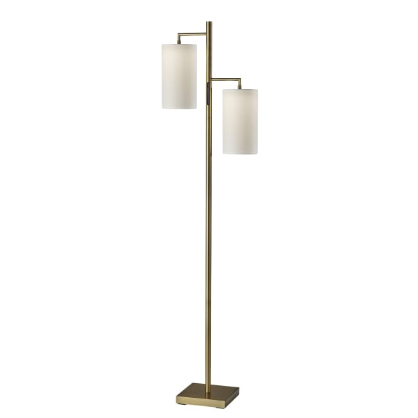 Adesso Matilda LED Tree Lamp With Smart Switch, 67inH, White/Antique Brass