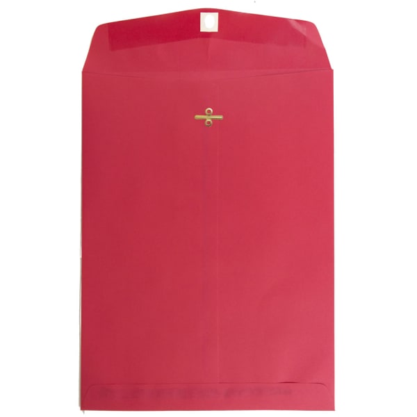 JAM Paper Open-End 9in x 12in Catalog Envelopes, Clasp Closure, 30% Recycled, Red, Pack Of 10