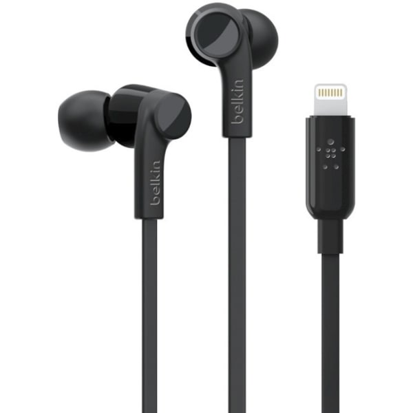 Belkin SOUNDFORM Wired Earbuds with Lightning Connector - Stereo - Lightning Connector - Wired - Earbud - Binaural - In-ear - 3.67 ft Cable - Black