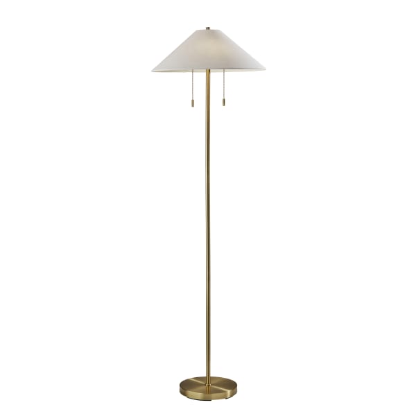 Adesso Claremont Floor Lamp, 60-1/2inH, Off-White/Antique Brass