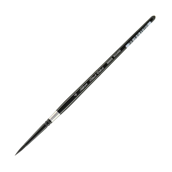 Silver Brush 3000S Black Velvet Series Paint Brush, Size 4, Round Bristle, Squirrel Hair/Synthetic Filament, Multicolor