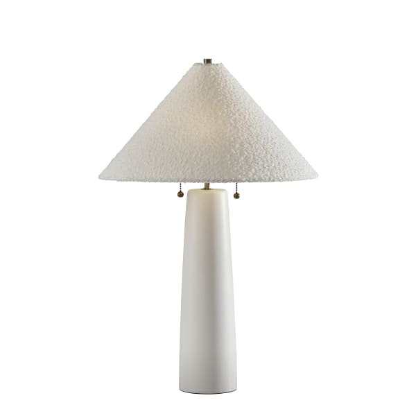 Adesso Waylon Table Lamp, White/White Boucle Fabric Shade