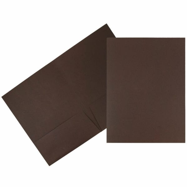 JAM Paper 2-Pocket Linen Presentation Folders, 9in x 12in, Chocolate Brown, Pack Of 50