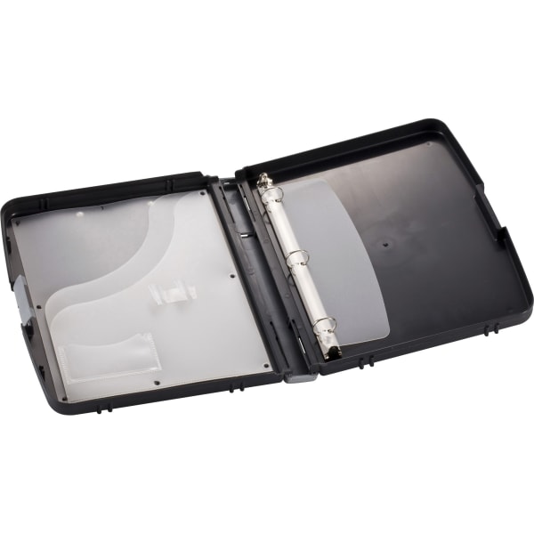 Officemate 83309 Ringbinder Clipboard Storage Box, 8 1/2in x 11in Sheet Size - 8 19/64in x 11 45/64in , 8 1/2in x 11in Sheet Size - Spring Clip - Plastic - Charcoal - 1 Each