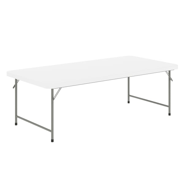 Flash Furniture Kids Plastic Folding Table, 19inH x 29inW x 59-1/4inD, Granite White