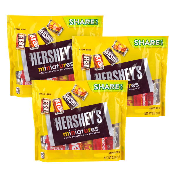 Hersheys Miniatures Chocolate Candy Assortment, 10.4 Oz Bag, Pack Of 3 Bags