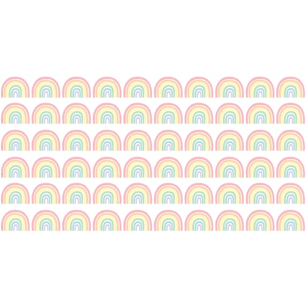 Teacher Created Resources Die-Cut Border Trim, Pastel Pop Rainbows, 35ft Per Pack, Set Of 6 Packs