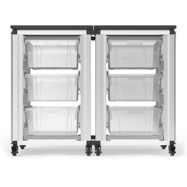 Luxor Modular Classroom Storage Cabinets, 6 Large Bins, 29inH x 18-1/4inW x 18-1/4inD, White, Pack Of 2 Side-By-Side Modules